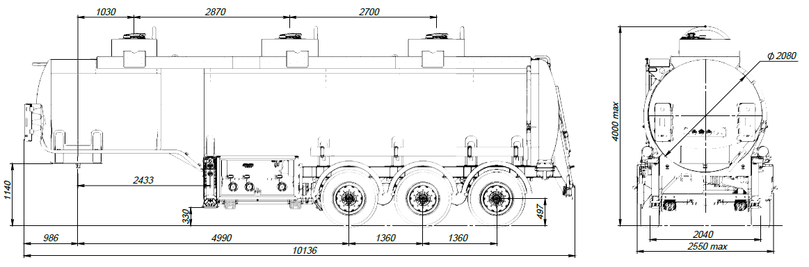 SF3330.3S_16, fifth-wheel 1150, 3 compartments - технические характеристики