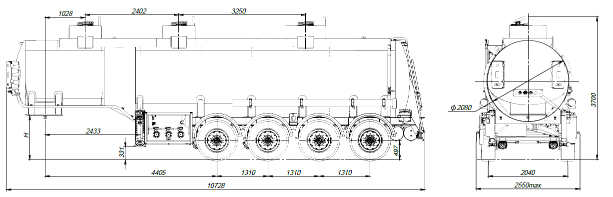 4-axle steel semitrailer SF4332.3S_17 - технические характеристики