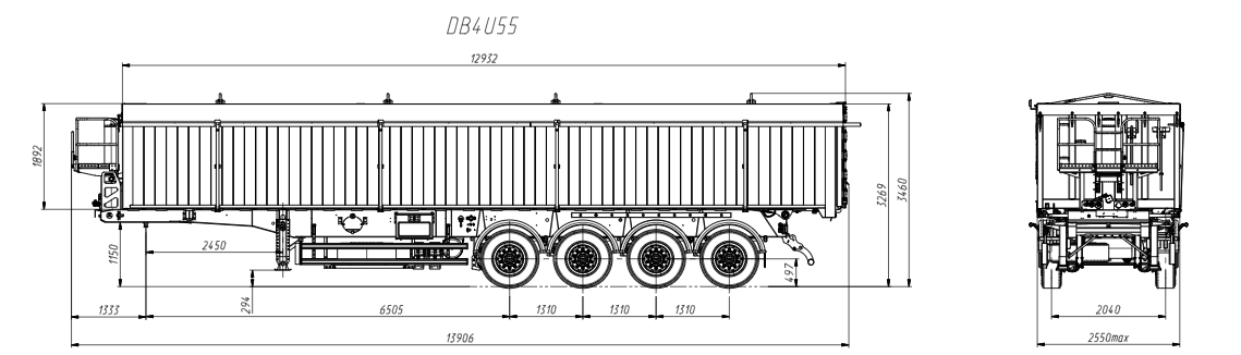 Semi-trailer Grain Truck DB4U55, 55 m3