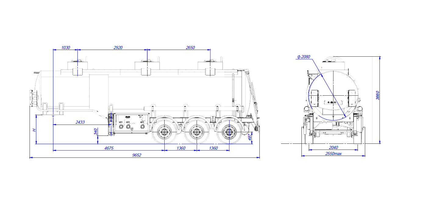 SF3328_3S_20, fifth-wheel 1200, 3 compartments, 28 m3 - технические характеристики
