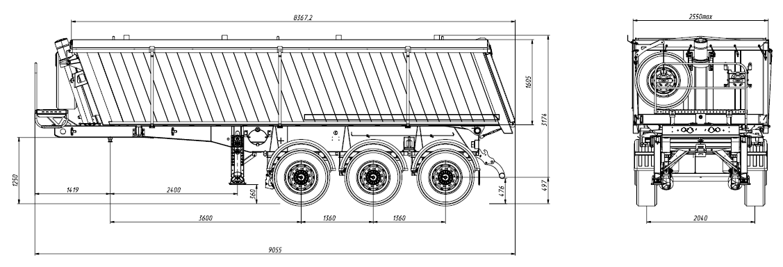 Dump Trucks DB3U28, 28 m3 - технические характеристики