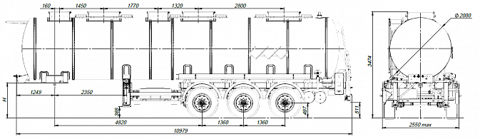 SF3025_1N_01, 25 m3, 1 compartment, fifth-wheel 1150
