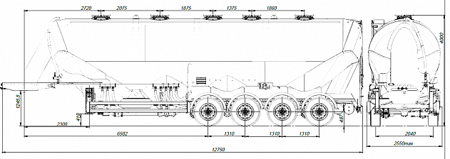 SF4U55_1A_01, 55 m3, 1 compartment, fifth-wheel 1250